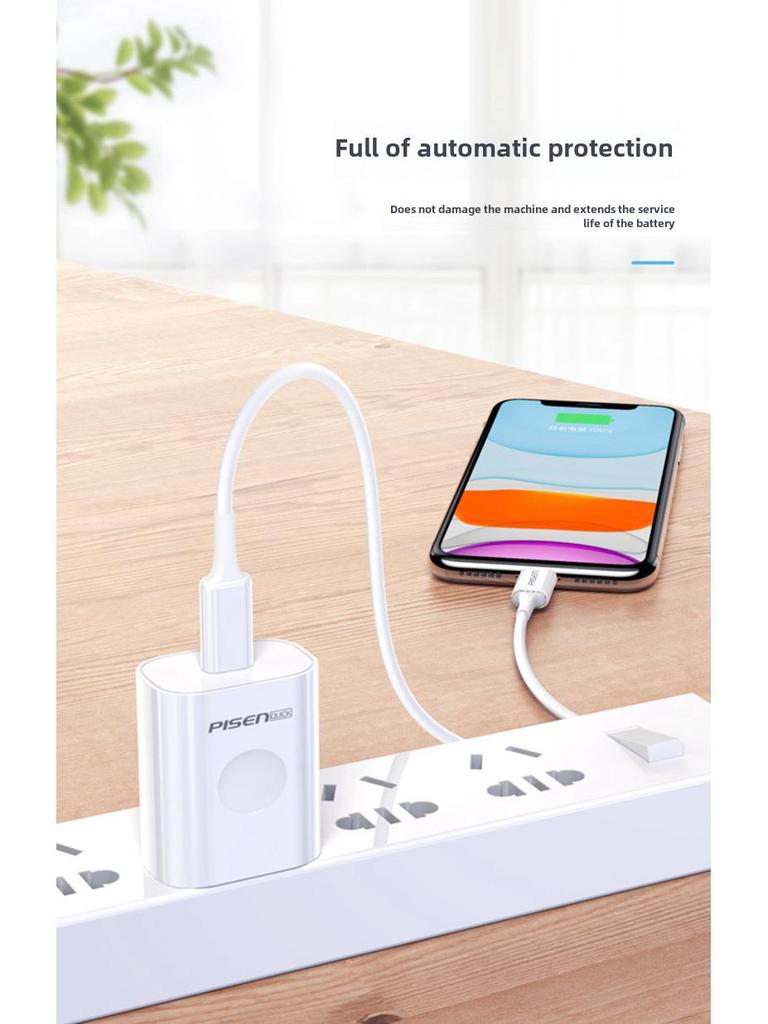 PISEN Fast Charging Cable for iPhone 12Max, 13Pro, 14Pro - 8th Gen, 20W Charger