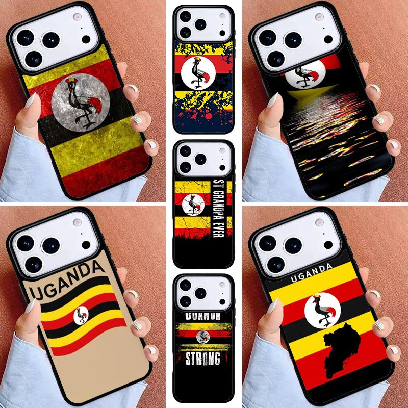 Flag of Uganda Phone Case for iPhone 16e 15 14 13 12 17 Pro Max Plus Air 17pro Cover Coque