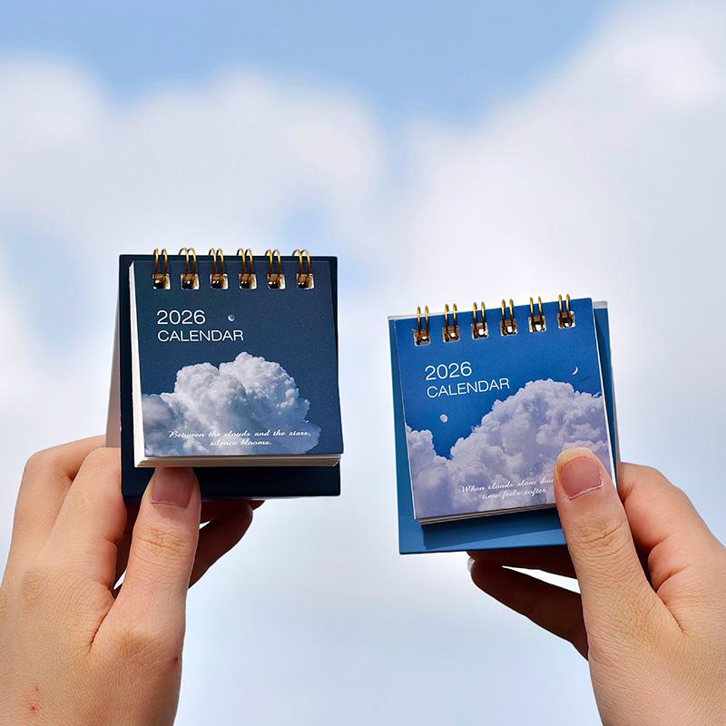 2026 Mini Calendar Office School Supplies Creative Retro Scenery Cover Calendar Planner Desk Accessories Decoration Gift