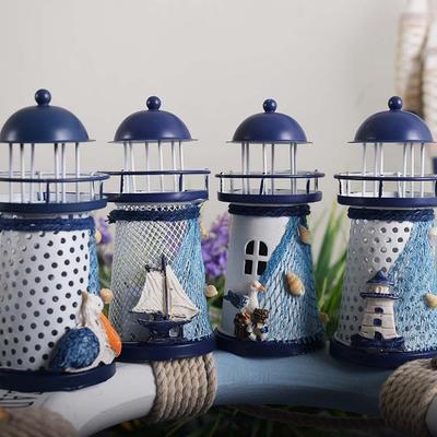Vintage Creative Table Party Lighthouse Home Decor Candle Stand Candlestick Candle Holder Mediterranean Tower