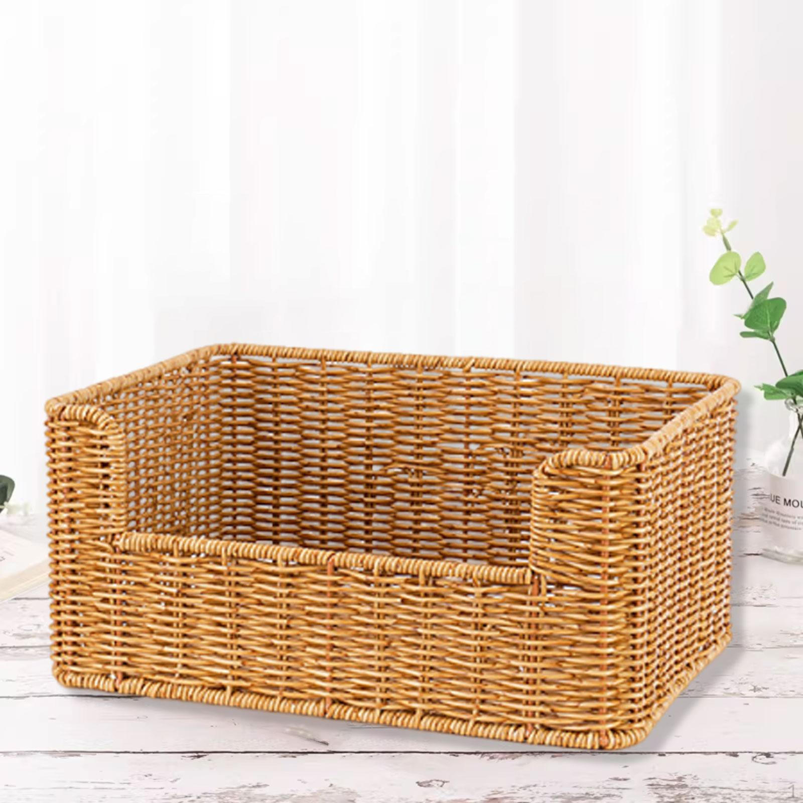 

Toy Storage Basket Vanity Tray Handwoven Desktop for Organizing Woven Organizer Kitchen Bedroom