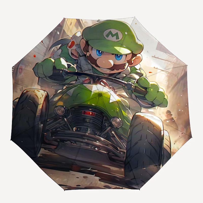 1pc Luigi's Racing Adventure Fashion Automatic Opening and Closing Folding - A Good Choice for Gifts, Fashionable and Convenient Cartoon Umbrella