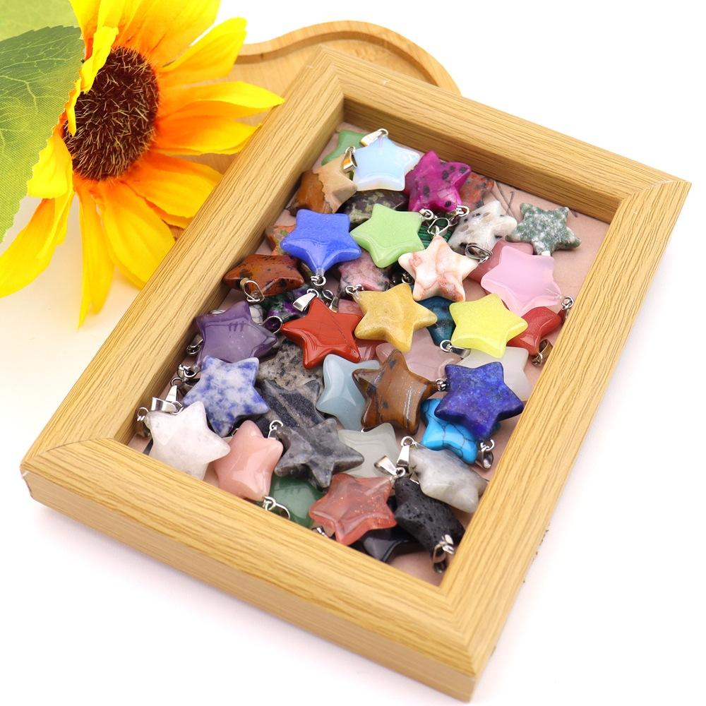 Agate Star Pendant Necklace Jewelry Powder Crystal Necklace Fashion Valentine'S Day Gift 20 * 6