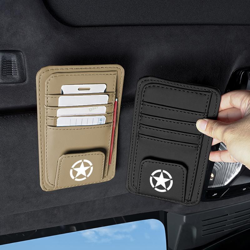 Sun Visor Card Bag Storage Clip Glasses Storage Accessories For Jeep Wrangler Rubicon Renegade Compass Grand Cherokee Patriot JK