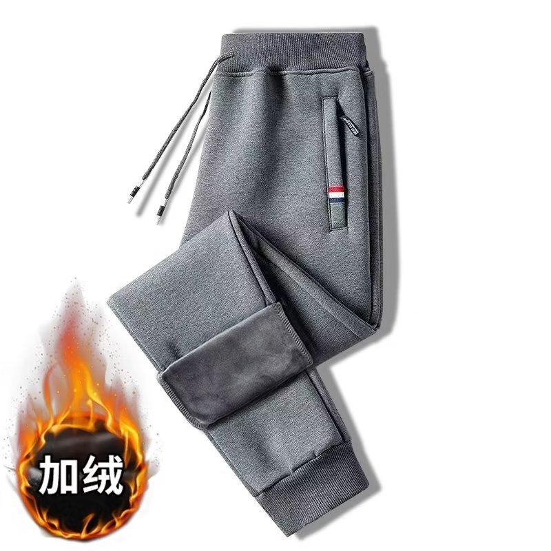 Fleece Pants Men's Autumn and Winter New Fleece Thickened Large Size Three-color Standard Zipper Sports Trousers