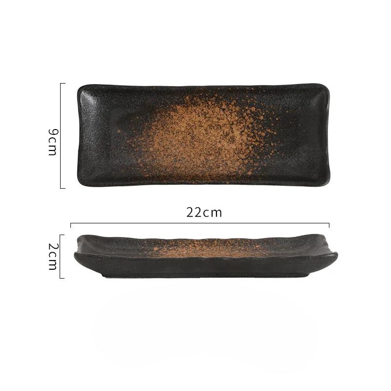 8-Inch long square plate Japanese ceramic plate creative cuisine sushi  large corner dim sum plate commercial flat