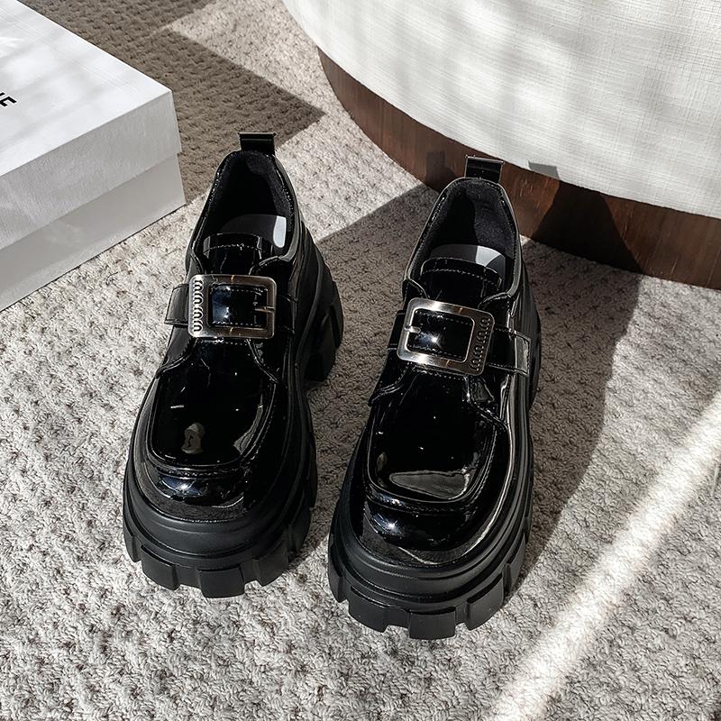 Fashion Spring Summer British Walker Shoes Women Patent Leather Platform Shoes High Platform Chunky Heel Pumps 9 cm zapatos de mujer