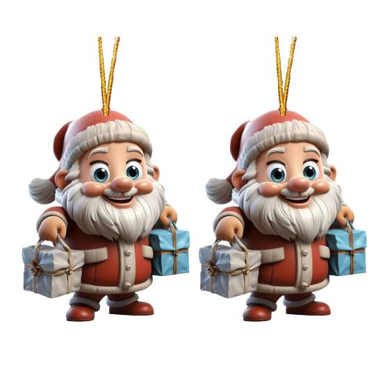 2/7 ks Vánoční Santa Claus Závěsná Dekorace Sváteční Párty Zimní Vánoční Strom 2D Plochá Akrylová Kreslená Závěsná Ozdoba Otec Vánoc
