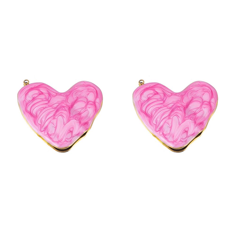 2/5Pcs Stainless Steel Series Pink Purple Elegant Cute Pendant Gold Bottom Pendant DIY Necklace Jewelry Handmade Accessories