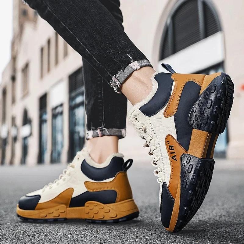 Fashion Men Platform Warm Cotton Shoes Male Thick Sneakers Winter Vulcanized Shoes Men Fashion Casual Running Shoe High Top Snow Boots