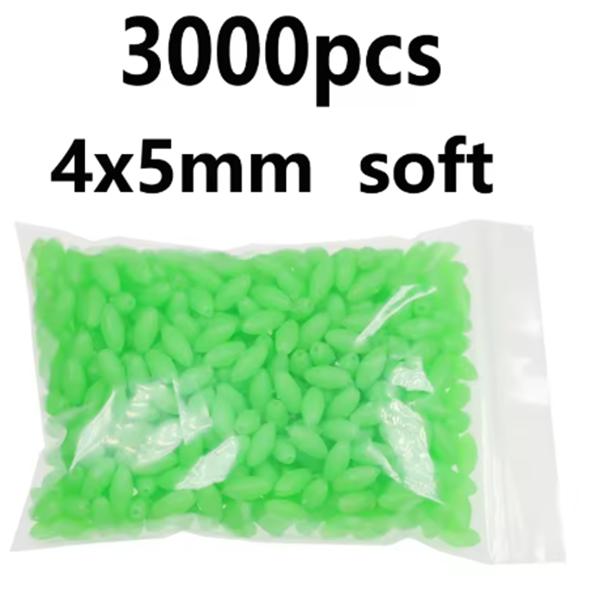 1000/3000PCS Wholesale Red Green Oval Soft Rubber Luminous Fishing Beads Glowing Sink Beads For Fishing Rigs Fishing Lure Tackle