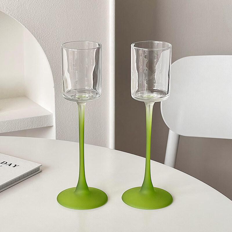 ZISIZ Vintage Frosted Black Stemmed Glass