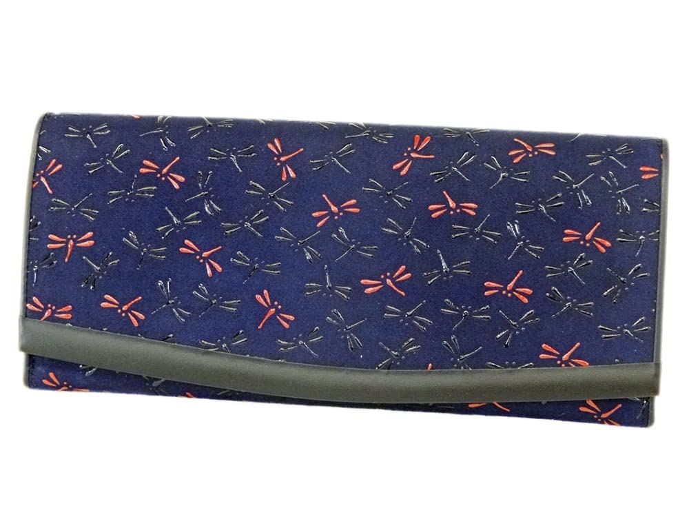 

Inden Nagomi long 7516 navy deerskin x black red dragonfly pattern [Indenya] wallet, bundles, lacquer, lacquer,