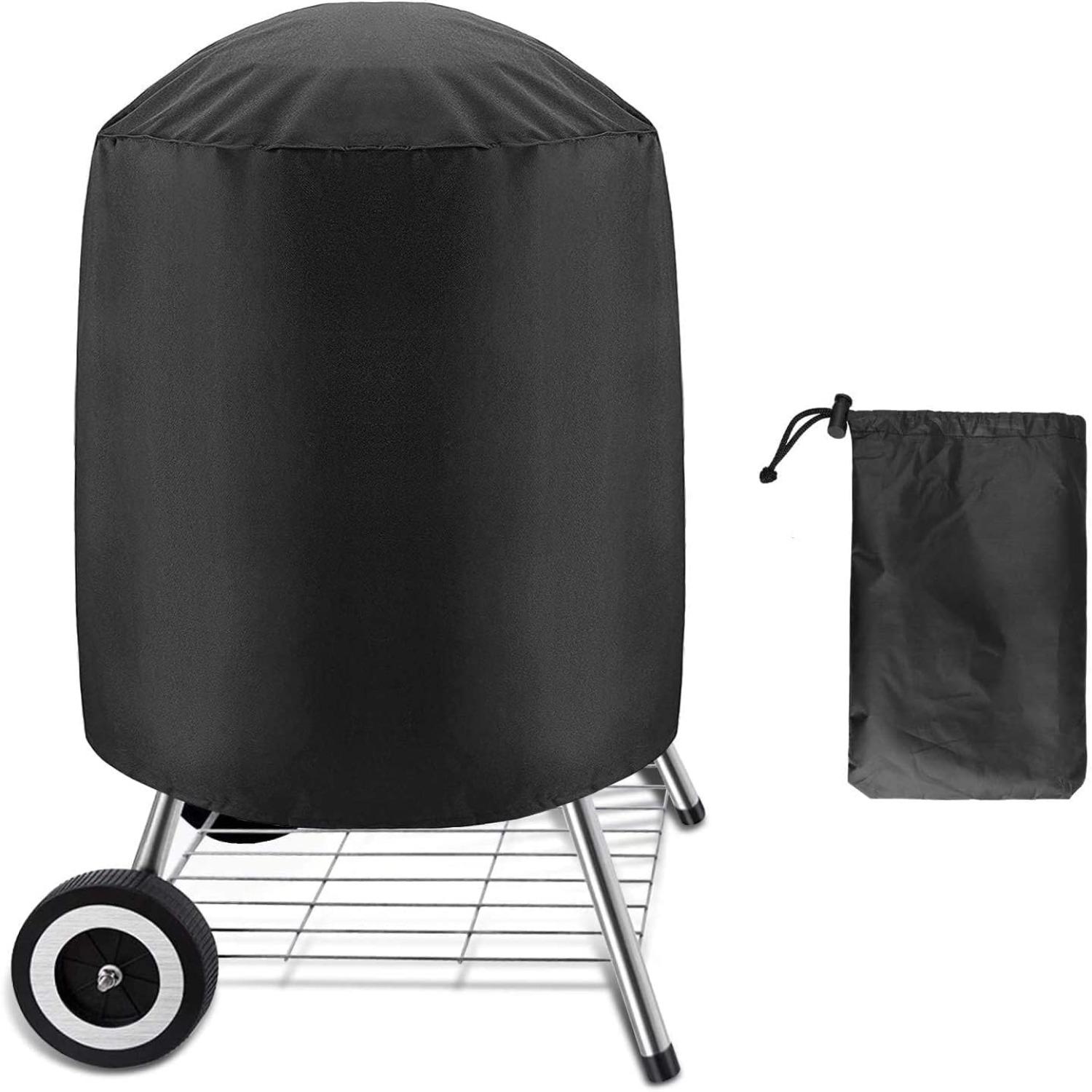 Round BBQ Cover, 24  D x 28.5  H Kettle Grill Cover for Weber Charcoal Kettle Char-Broil, Waterproof Dome Smoker Cover чёрный