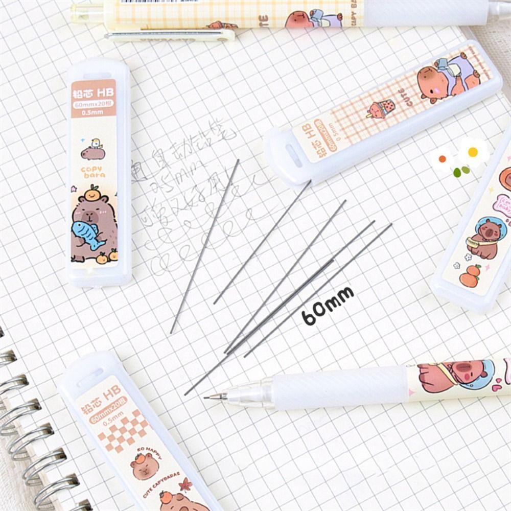 Continuously Core Capybara Mechanical Pencil Set 0.5mm Leads Soft Grip Mechanical Pencil Cartoon Stationery Movable Pencil