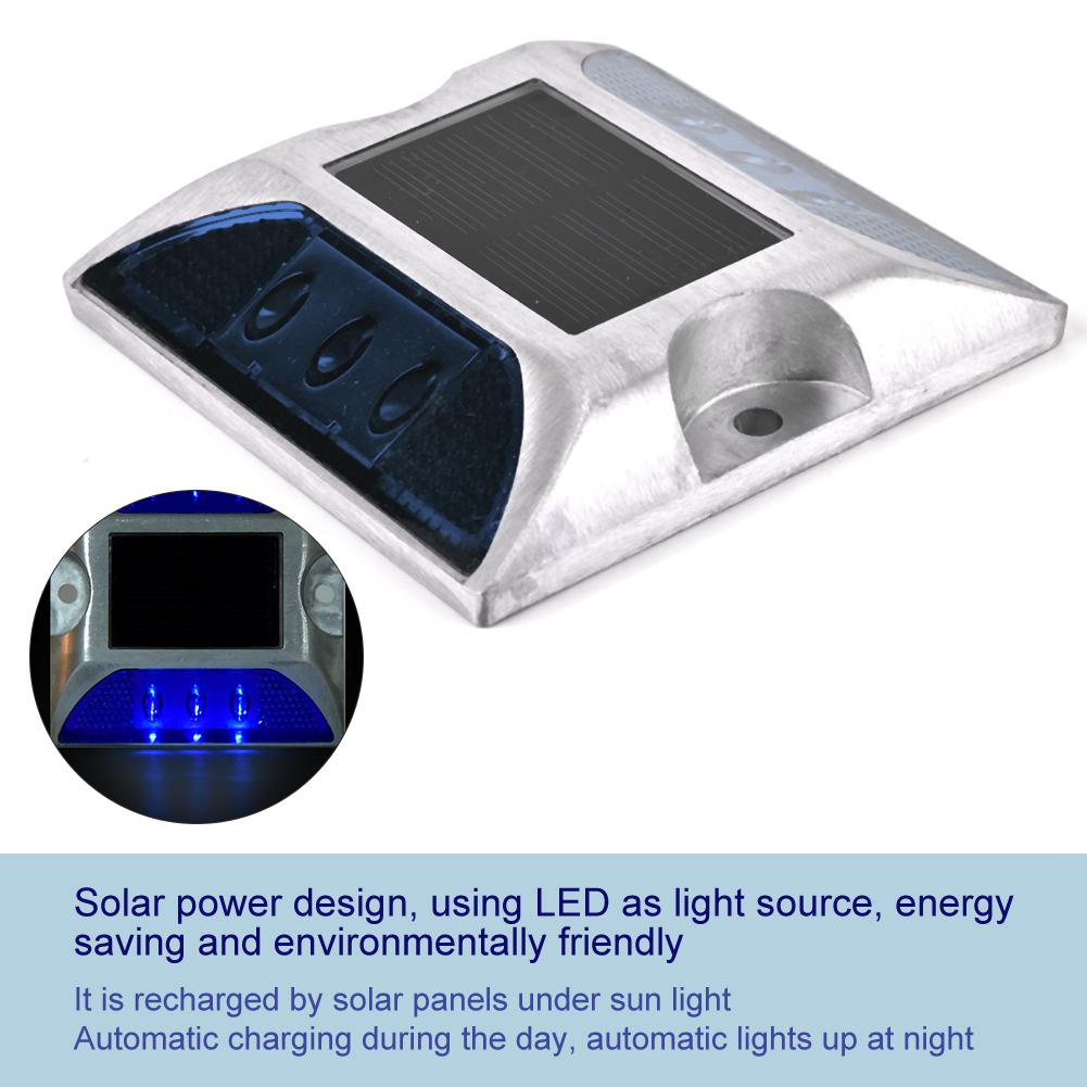 6 LED Solar Power Ground Marker Lights Waterproof Outdoor Driveway Road Stud Lamp