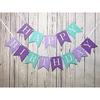 Glitter Mermaid Under The Sea Happy Birthday Banner Baby Girl Boy Birthday Party Decoration