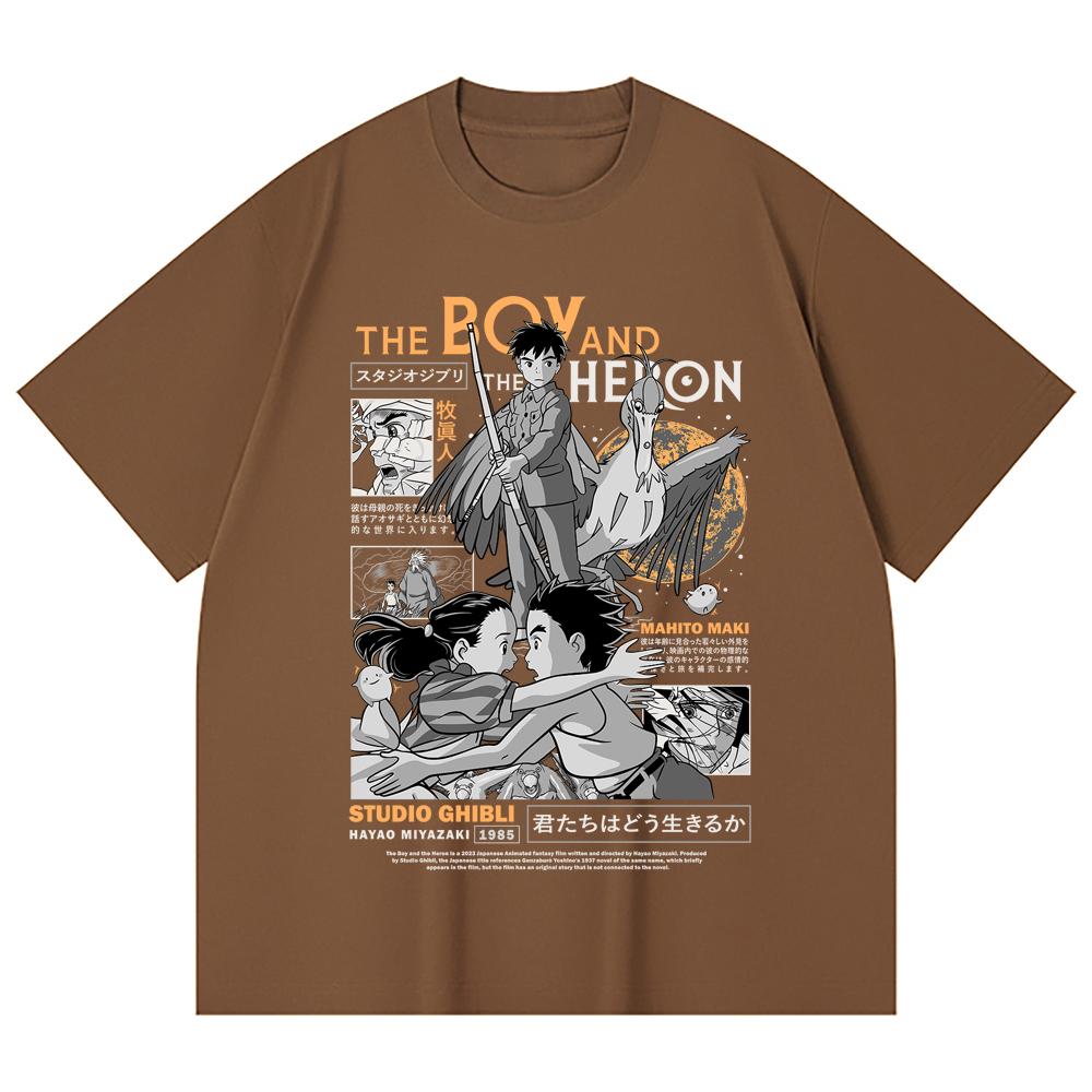230 Gsm 100% Cotton Ghibli V3 The Boy The Heron Print Unisex Heavy Cotton T Shirt