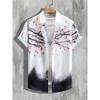 Men's Summer Designer Shirt 3D Ancient Style Plum Blossom Print Hawaiian Shirt Short Sleeve Floral Fashion Retro