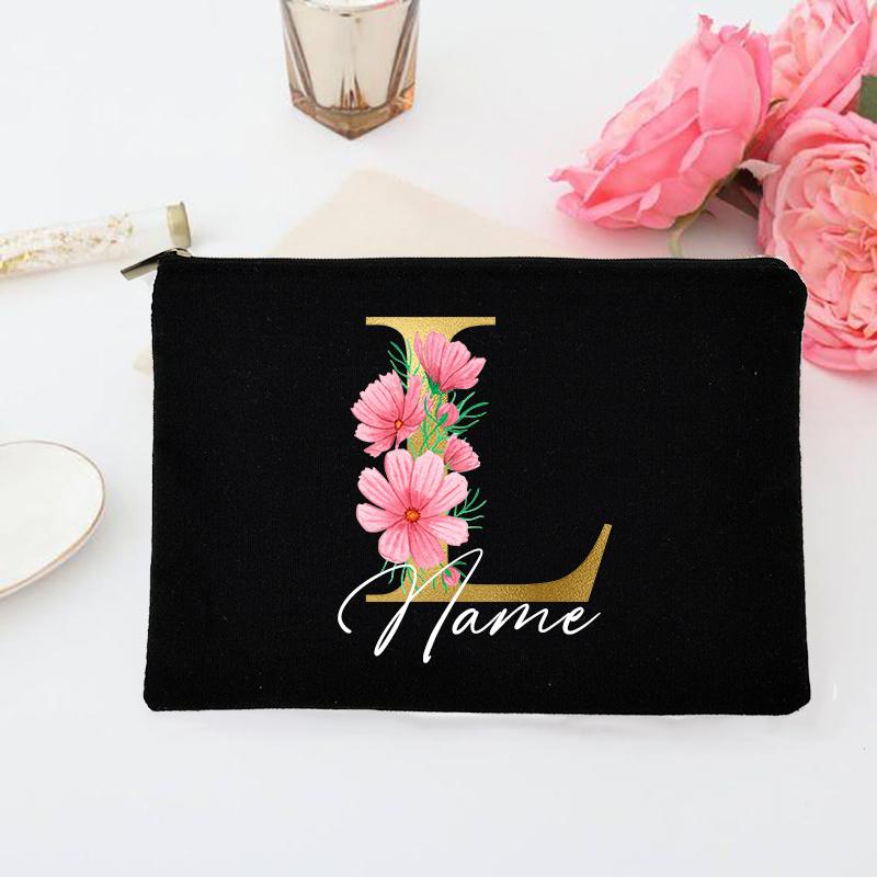 Personalized Makeup Bag Custom Initial with Name Bridal Cosmetic Case Monogram Toiletries Pouch Wendding Gifts for Bridesmaid