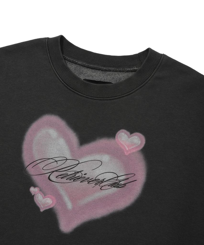 RETRIEVER CLUB Heart Crop Crewneck [Pigment Black]