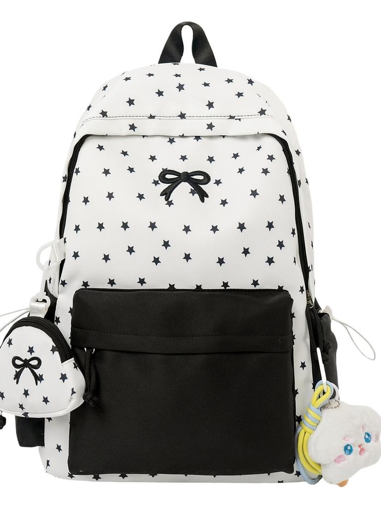 Schoolbag New Female Cute Schoolbag Versatile Small Fresh Star Bow Junior High School College Student Backpack Class Backpack