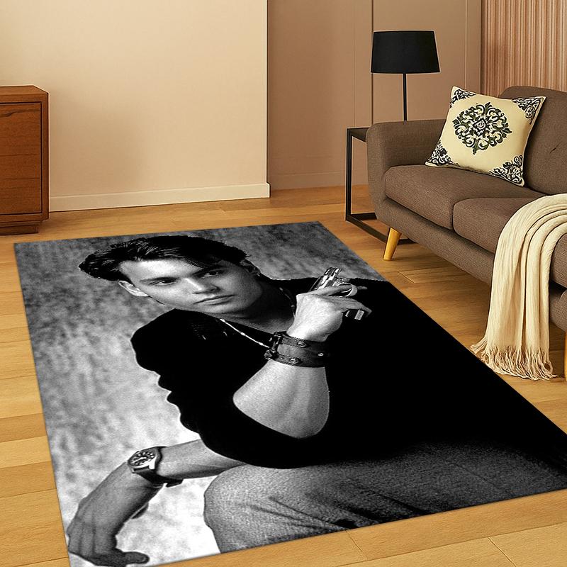 Handsome Johnny Depp Star Carpet Rug for Bedroom Living Room Sofa Playroom Doormat Home Decor,Kid Game Area Rug Non-slip gift