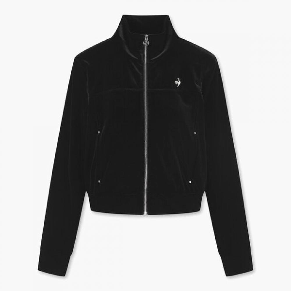Le Coq Sportif Women Velvet Slim Fit Stand Neck Zip Up Blk Qp422ofto1