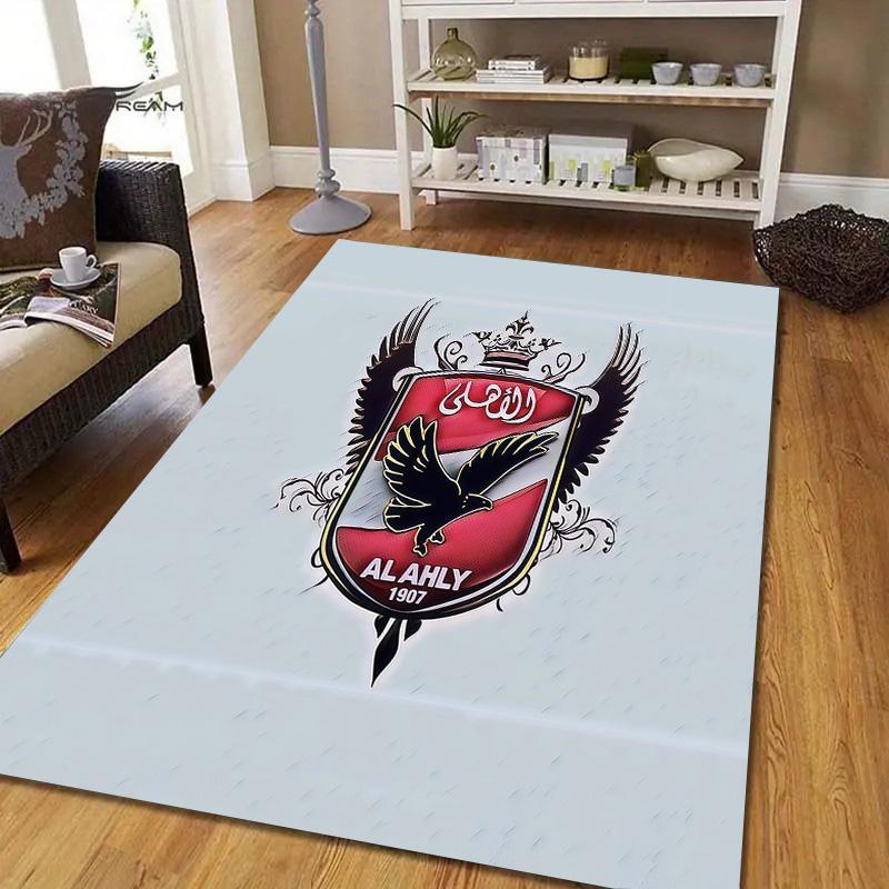 Al Ahly Sporting Club2 Flannel Pattern Square Carpet,Area Rug,Carpet Rug for Living Room Bedroom Sofa Playroom Decor,Non-slip Floor Mat
