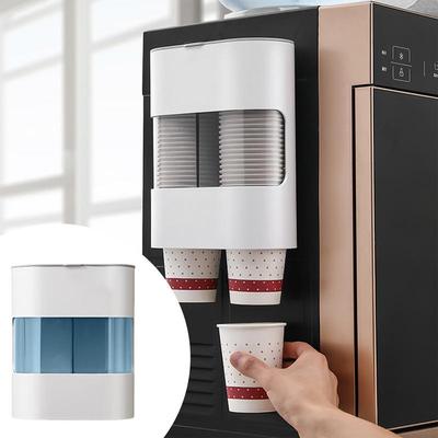 1pcs ABS Plastic Pull Type Two Tube Cup Dispenser Wall Mounted Rack Cup Container Save Space Home Organizer Supplies Dust Proof