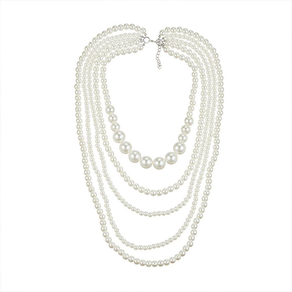 Luxury Multi Layer Necklaces Charms Exaggerated Necklaces Pearl Beaded Necklaces  Dress Decoration