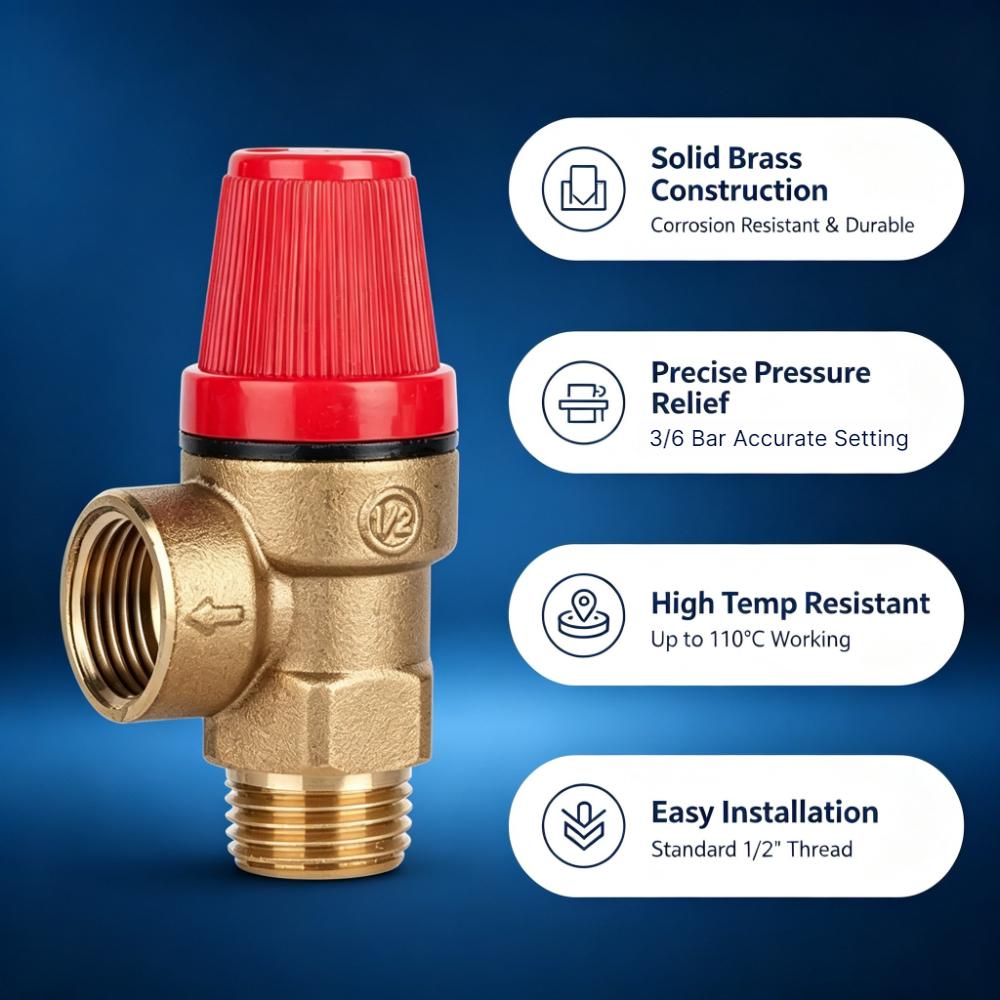 Brass Safety Valve Drain Relief Switch 1/2 Inch DN15 for Solar Water Heater Inner Outer Wire Brass 1/2" 3/4" Safety Valve