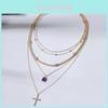 Kreuz-Anhänger-Halskette für Damen mit Strassstein und geometrischem Stern-Design für Modeschmuck