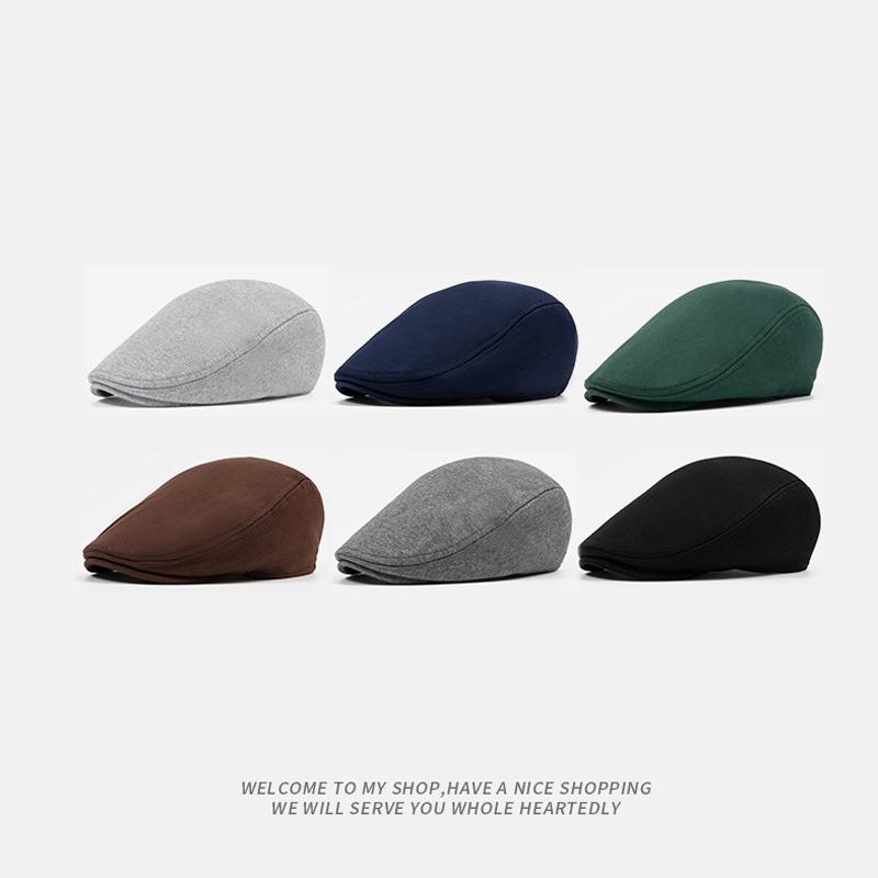 Cotton Big Head Circumference Cap for Men Women Autumn Winter Warm Forward Cap Solid Color Beret British Newsboy Cap