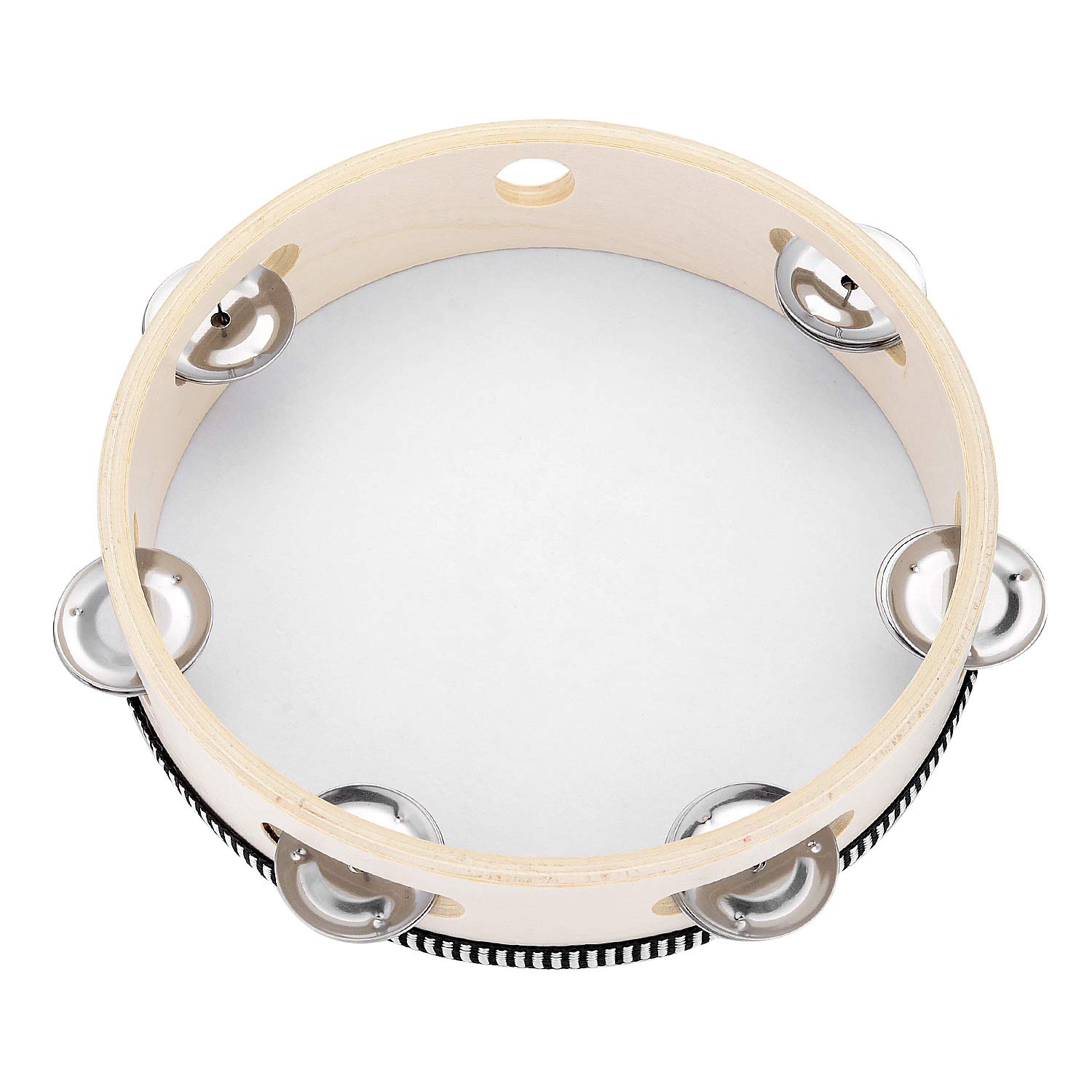 

Portable 8-inch Tambourine with Birch and Metal Bells, Percussion Instrument Gift, Music Education Drum Instrument for KTV Parties and Games (8-inch)