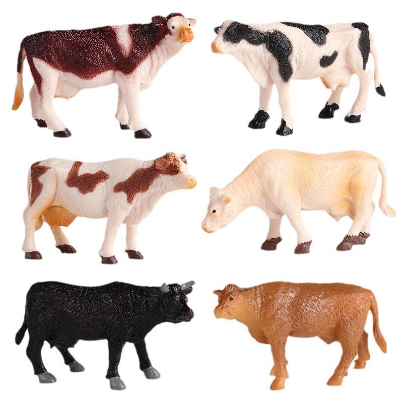 Children's Farm Animal Models Set: Mini Dairy Cow & Wild Animal Simulation Toys