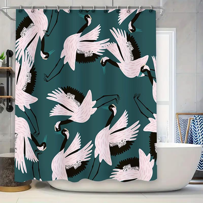 

Green Shower Curtain With Swan Pattern Bathroom Decor For Home Decoration W60H190(CM)-1 Pcs