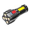 Super Bright Outdoor Multi-function 5 LEDs Flashlight USB Rechargeable Waterproof Long-range Spotlight Battery Indicator COB Flood Light 4 Modes