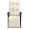 Garden Armchair with Cushions 2 Pcs Adjustable Brown Poly Rattan