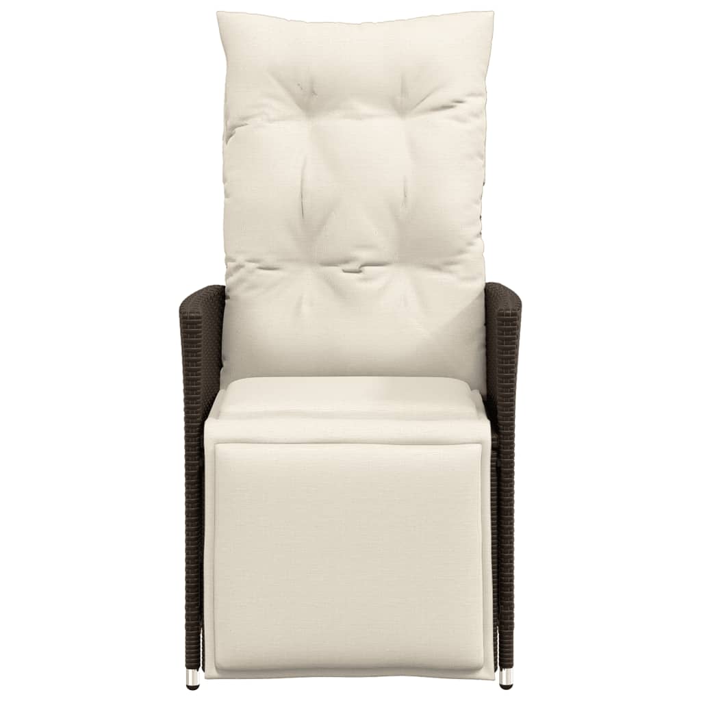 Garden Armchair with Cushions 2 Pcs Adjustable Brown Poly Rattan