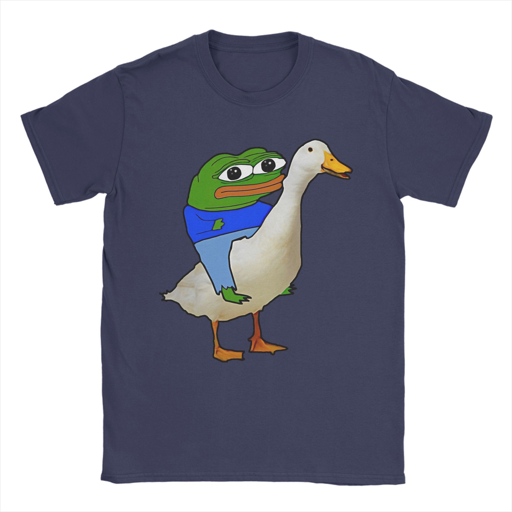 XIXI Fashion Zeldzame Pepes Op Een Gans Accessoires Mannen Vrouwen T-shirts 100% Katoen T-shirt Print Kikker Grappig Meme T-shirt Kleding 4XL
