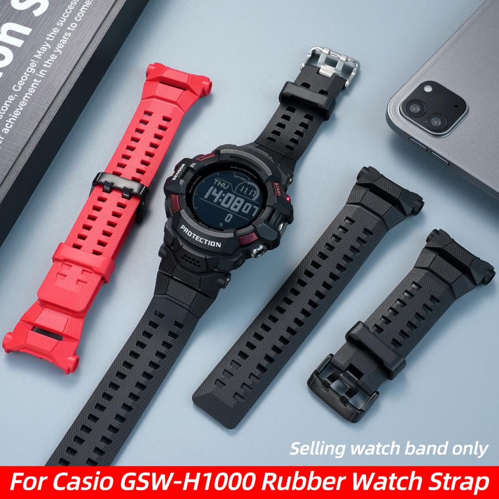 Dla Casio G-shock GSW-H1000 Gumowy Pasek do Zegarka Męski Wodoodporny Sportowy Pasek do Zegarka GSW-H1000-1A Czarny Czerwony Silikonowa Bransoletka