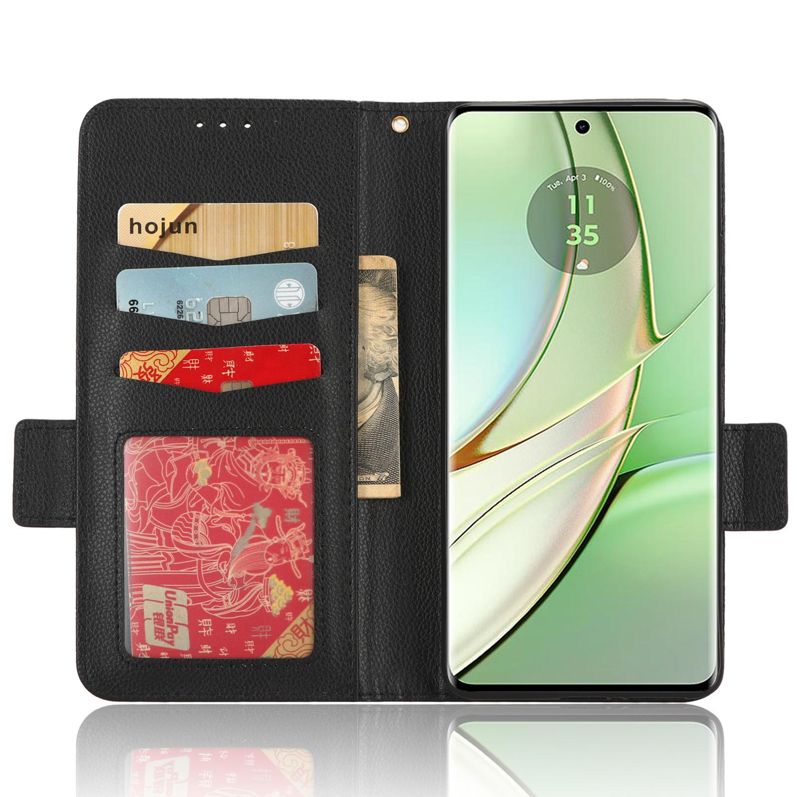 

For Motorola Edge 40 5G Litchi Texture Folio Flip PU Leather Case Stand Phone Wallet Cover Black