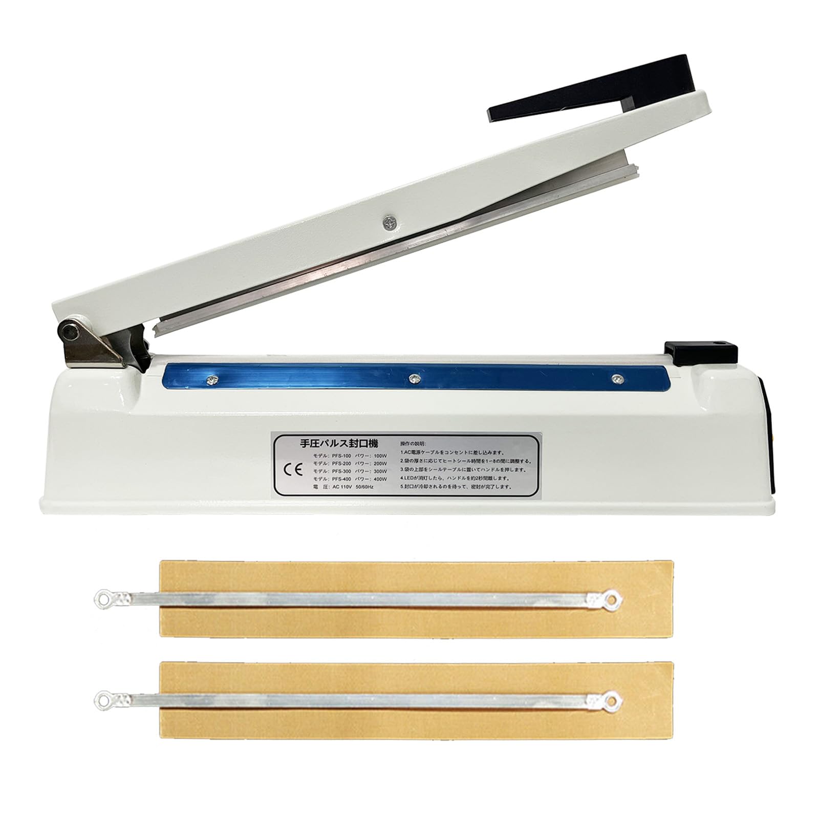 

kilogorge High Performance Tabletop White 30CM Hand Pressure Sealer Extra Wide 5mm Indentation Home and Commercial Can Seal Various Replacement Heater білий