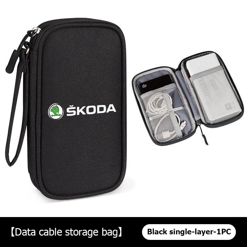 AAABR1 Travel Portable Digital Accessories Storage Bag Organizer For Skoda Kamiq Karoq Octavia 2 3 Rapid Scala Kami Fabia VII VRS