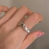 Irregular Texture Pink Diamond Love Ring Female Ins Wind Senior Sense Niche Personality Sweet Lava Texture Opening Casual Dainty Minimalist Ring