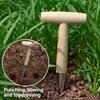 Handheld Clear Scale Garden Hole Puncher With Wood Handle For Sowing Seeds Transplanting Plants Digging Garden Hole Punch Tool
