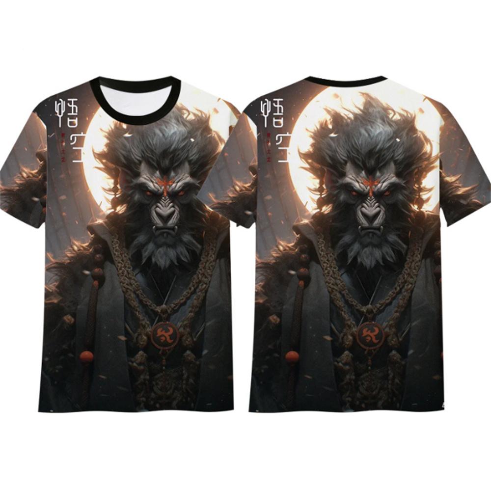 Cool and Handsome Wukong Men's T-shirt Children's Casual Fantasy Clothing Super Large Pattern Men's Printed New Top T-shirt