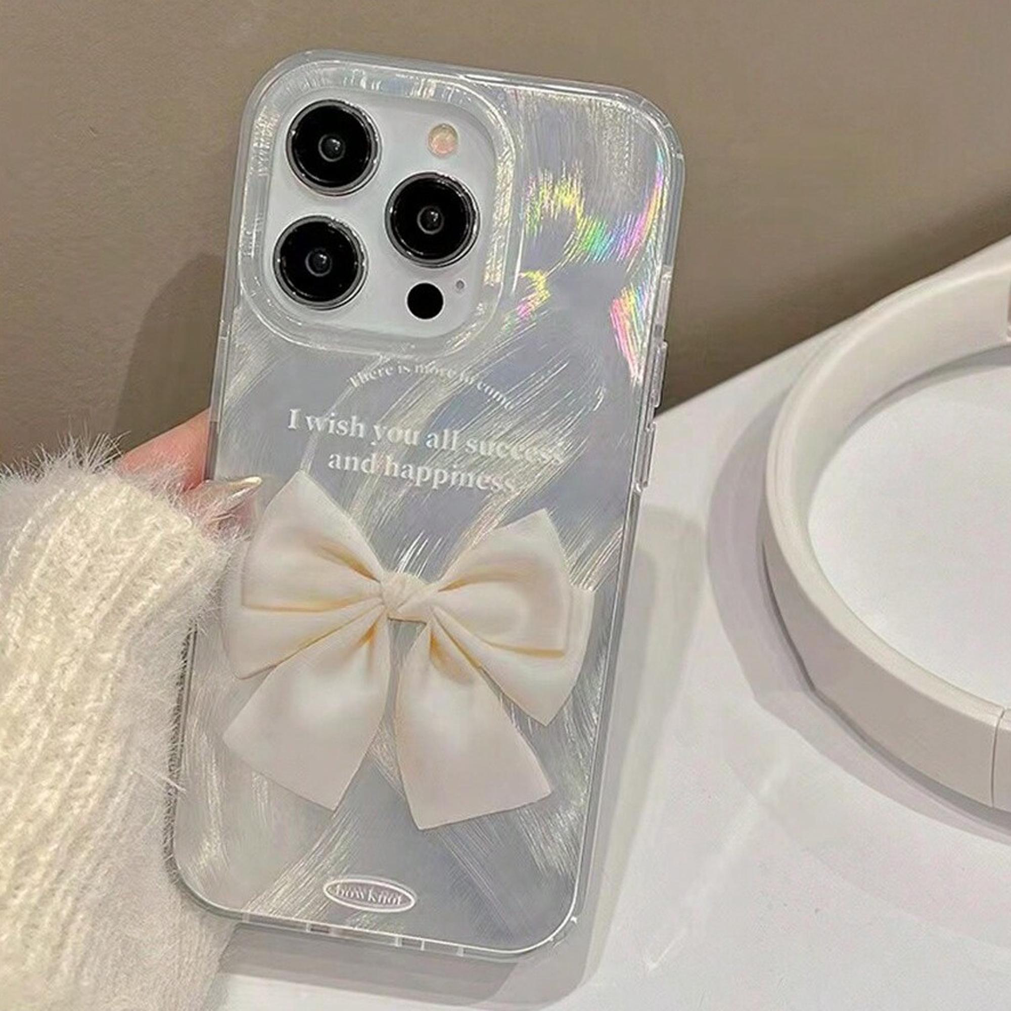 

Премиальный чехол для телефона с перьями и бантом для iPhone 15 14 13 12 11 Plus Pro Max, милый полноэкранный чехол для телефона с бабочкой for iphone13 Pro(6.1 )