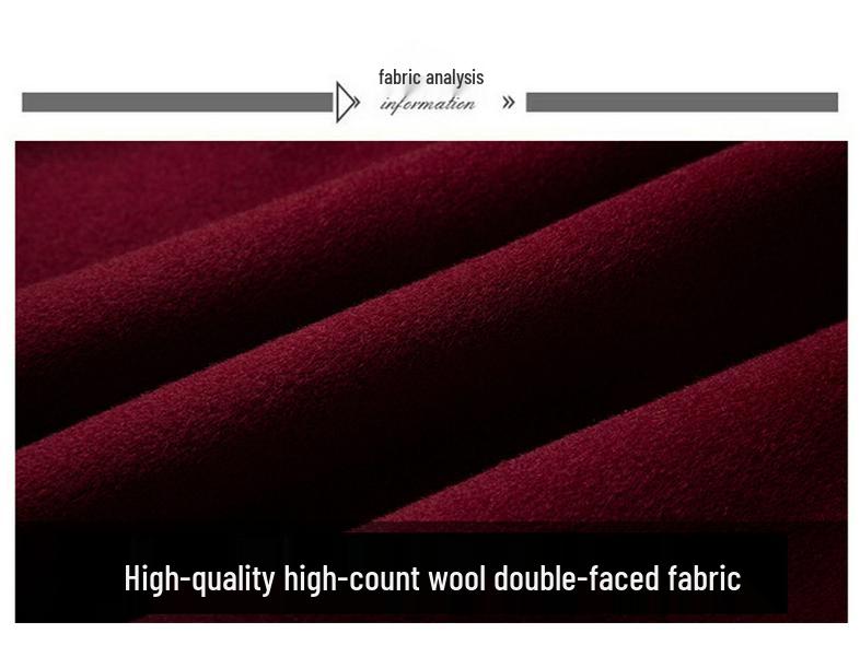 Damen Doppelseitiger Kaschmir-Wollmantel - Bestickt, Modische Kurze Jacke für Mittleren Alters & Ältere (Herbst Winter)